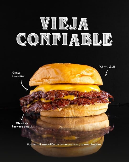 Cartel de la hamburguesa La Vieja Confiable de Klüg Burgers